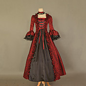 Manches longues-parole longueur satin de coton rouge Robe Lolita Classique