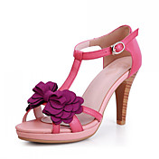 Vakre Leather Chunky Heel Blomster sandaler parti / kveld sko (flere farger)