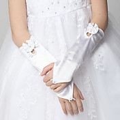 Delicate Satin Fingerless Elbow Length Flower Girl Gloves(More Colors)
