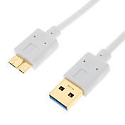 USB3.0 placcato oro AM a Micro-B M / M Cavo rotondo (0.6 m, bianco)
