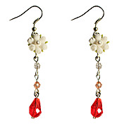 Handmade White Rose Bouquet Pays Lolita Boucles d'oreilles