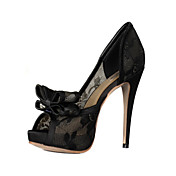Elegant Lace Stiletto Heel Peep Toe Pumps Bowknot Party / Evening Shoes
