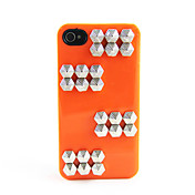 Doppia fila Rivet Covered Custodia rigida Arancione per iPhone 4/4S