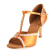 Satin T-Strap Latin / Ballroom Dance Shoes With Rhinestone For Women