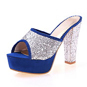 Suede Sequin Chunky hæl peep toe Tøfler fest / kveld sko (flere farger)