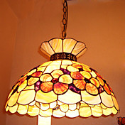 80W Chic Tiffany Pendel med farverige Nature Shell Materiale Integreret Shade Nede i Crown Feature
