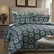 5pcs azul floral capa de edredão linho impressão definido