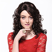Capless sintético de alta qualidade longo encaracolado perucas de cabelo Preto Fluffy
