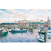 Printed Art Landscape Fisherman’S Wharf Sunset by Stanton Manolakas