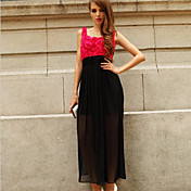 Kvinders 3D Flowers Splejsning Maxi Dress