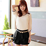 Women's Chiffon Pleated Puff Sleeve Shirt