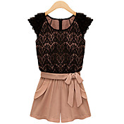 Women's Lace Belted Short Jumpsuit