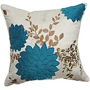 Pastoral Floral Embroidery Faux Suede Decorative Pillow Cover