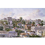 Trykt Art Landscape Los Angeles, Bunker Hill Fra Congretional kirke Ca. 1898 av Stanton Manolakas
