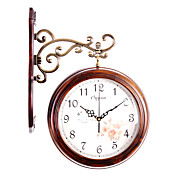 Country Style Double-Dial Floral Wall Clock