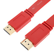 Velocità HDMI V1.4 M / M Cavo di alta piatto per Smart LED HDTV, Apple TV, PS3, XBOX 360, Blu-ray (1,5 m, Rosso)