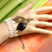 Handmade Black Rose White Lace Aristocrat Lolita Bracelet
