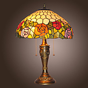 Tiffany Table Lights with 2 Lights in Blossoms Design-Electroplate Finish