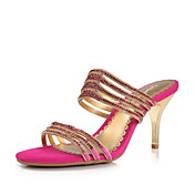 Elegant Leather Stiletto Heel Sandals With Rhinestone Party/Evening Shoes(More Colors)