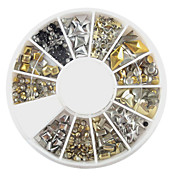 240PCS del arte del clavo de oro mezclado Rivet Formas Rhinestone de acrílico