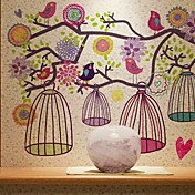 Farverige blomster Birds Wall Sticker