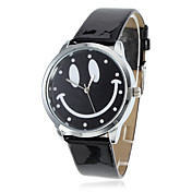Volto sorridente stile pu analogico al quarzo orologio da polso da donna (nero)