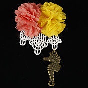 Pretty Chiffon Alloy with Lace Brooch