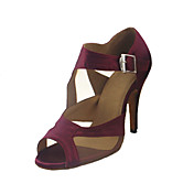 Customized Women's Satin Ankle Strap Latin / Ballroom Dance Shoes With Buckle