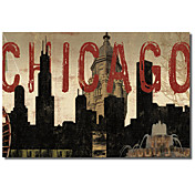Printed Canvas Art Landscape Chicago Skyline I by Sparx Studio with Stretched Frame