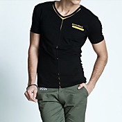 Uomo Cotton V Neck Dotata T-shirt corta Slim