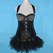 Rivet Bra Black Jacquard Cloth Punk Lolita Corset (without Tutu)