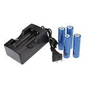 UltraFire 18650 Li-ion Rechargeable Battery with Charger (2400mAh, 3.7V, 4/Pack)