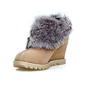 Fabulous Leather Wedge Heel Ankle Boots With Fur Casual Shoes(More Colors)