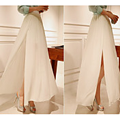 Chiffon alta de Split saia plissada Maxi das mulheres