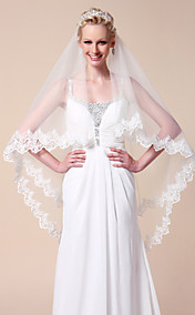 One-Tier-Walzer Brautschleier mit Spitze applique Rand