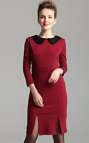 ts estilo vintage vestido justo de lapela (2 cores)