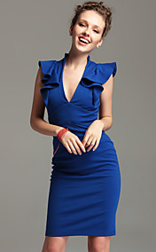 ts v hals ruffle bodycon kjole (2 farger)