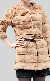 Striped Rabbit Fur Party Coat (More Colors)