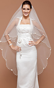 One-tier Tulle Waltz Wedding Veil With Scalloped Edge (More Colors Available)