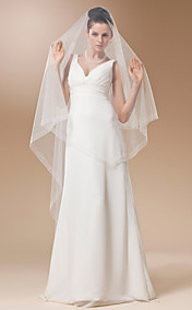 One-tier Tulle Waltz Veil With Bead Edge(More Colors)