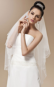 One-tier Tulle With Bead Fingertip Length Wedding Veil (More Colors)