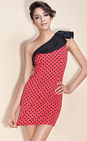 TS One-shoulder Polka Dot Dress