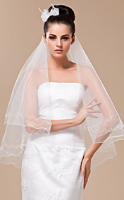 One-tier Pencil Edge Tulle Fingertip Length Veil