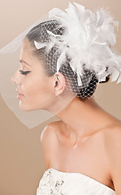 Beautiful Tulle And Feather Bridal Fascinator/Headpiece