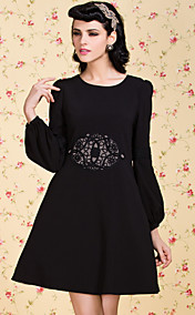TS VINTAGE Waist Embroidery Elegant Sleeve Dress