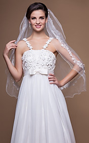 Two-tier Elbow Wedding Veil With Finished/Pencil Edge