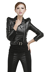 Fashion Long Sleeve Turndown Collar Casual Lambskin Leather Jacket(More Colors)