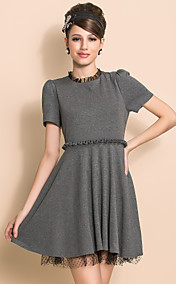 TS VINTAGE Detachable Mesh Bow Jersey Swing Dress