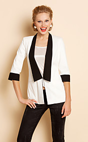TS Contrast Lapel Collar 3/4 Sleeve Slim Fit Blazer