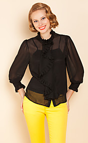 ts volantes de manga tres cuarto de cuello camisa blusa